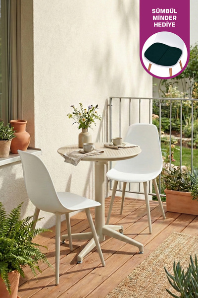 VİLİNZE Tilia Plastik Bahçe Balkon Bistro Seti Katlanır Masa 60*60 cm