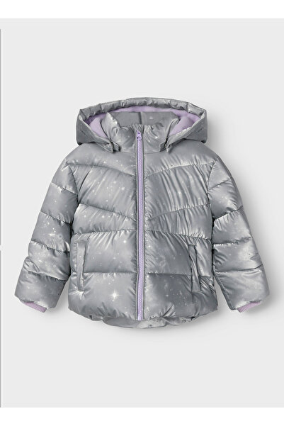 name ıt Gri Kız Çocuk Desenli Şişme Mont 13246838
