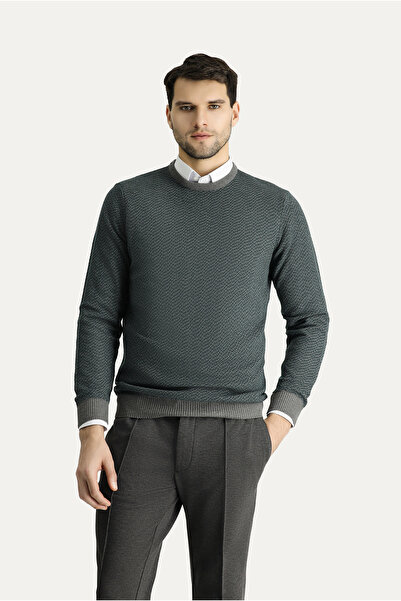 Kiğılı Pulover din tricotaje cu model slim cu gât crew