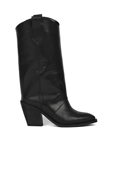 Bueno Shoes Siyah Deri Kadın Topuklu Çizme 39wc1650