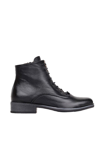 BUENO Pantofi negri din piele Amf pentru femei, cizme plate 01wr3303