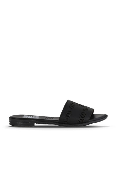 Bueno Shoes Papuci plati de damă din piele neagră 01we2302