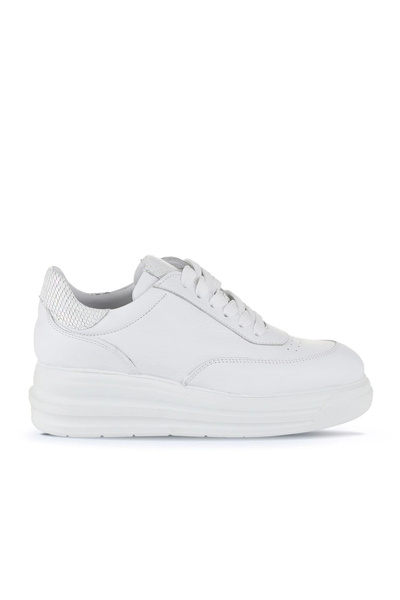 Bueno Shoes White Leather-Snake Women's Sports Shoes 16Wa8195