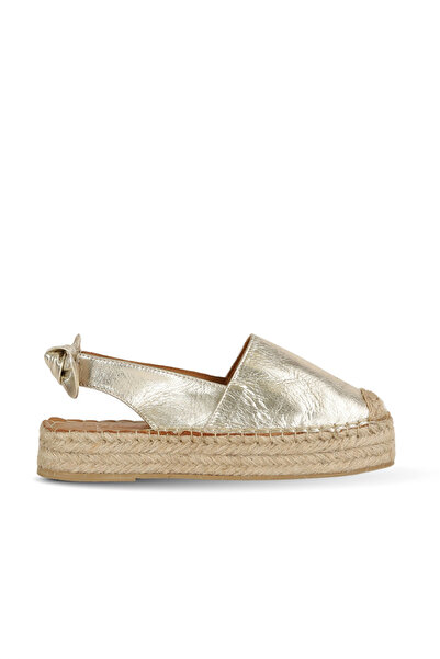 Bueno Shoes Sandale espadrile de damă din piele aurie 14ws72100