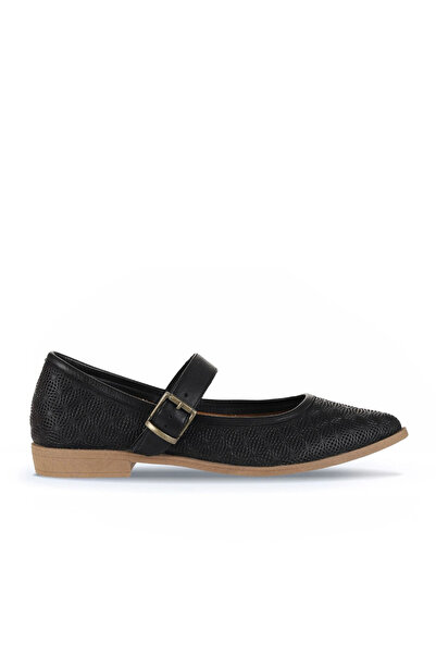 Bueno Shoes Balerini plati de damă din piele neagră 01wa9201