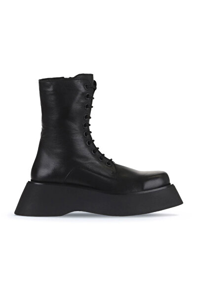 Bueno Shoes Cizme de damă din piele neagră cu toc pană 01wv5103