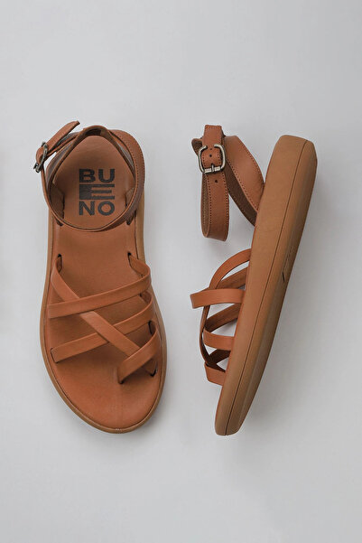 Bueno Shoes صندل فليب فلوب نسائي من الجلد الداكن 01wy2315