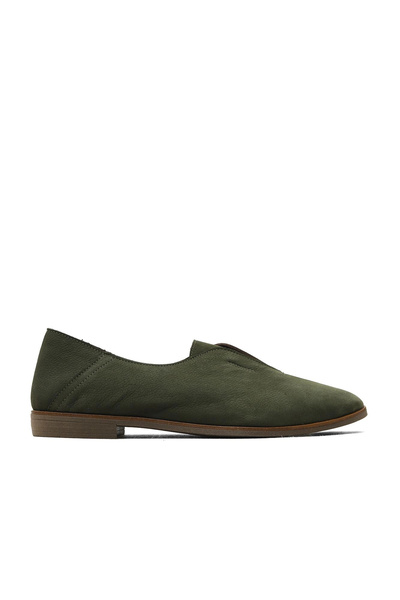 Bueno Shoes Pantofi cu toc mic pentru femei din nubuc kaki 01wd3506