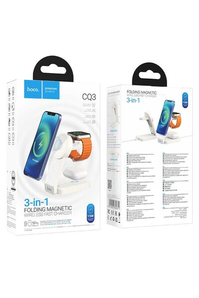 Hoco Incarcator Retea Wireless CQ3 3in1 - Alb