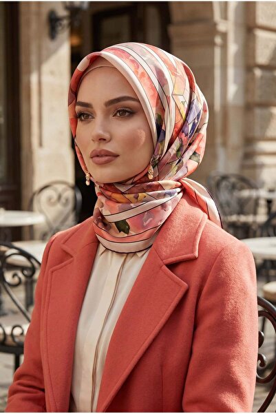 Vissona %100 Twill İpek Bahar Çiçekleri Desenli Pudra - Bebe Mavisi Renkli 90...