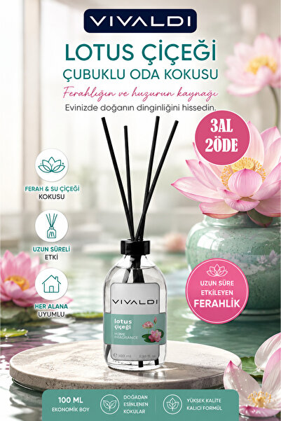 Vivaldi Home Lotus Çiçeği Çubuklu Oda Kokusu Esansiyel Uçucu Yağ 100ml