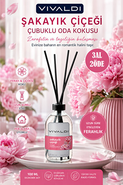 Vivaldi Home Şakayık Çiçeği Çubuklu Oda Kokusu 100 ml, Çiçeksi & Zarif Koku, ...