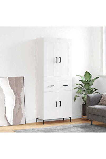 Concept Dulap înalt, alb, 69,5x34x180 cm, lemn compozit