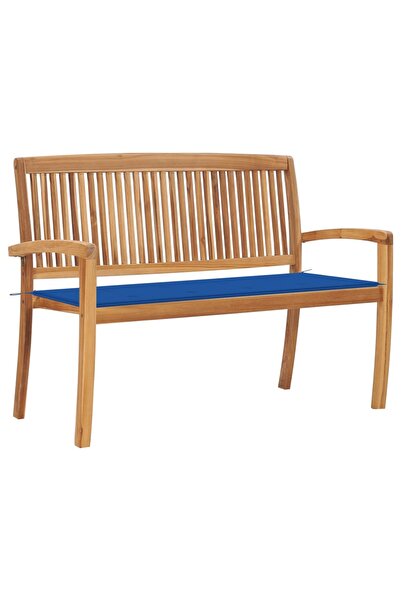 Concept Bancă de grădină stivuibilă cu pernă, 128,5 cm, lemn masiv tec