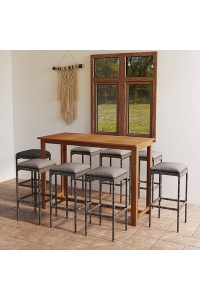 Concept Set mobilier bar de grădină cu perne, 9 piese, gri
