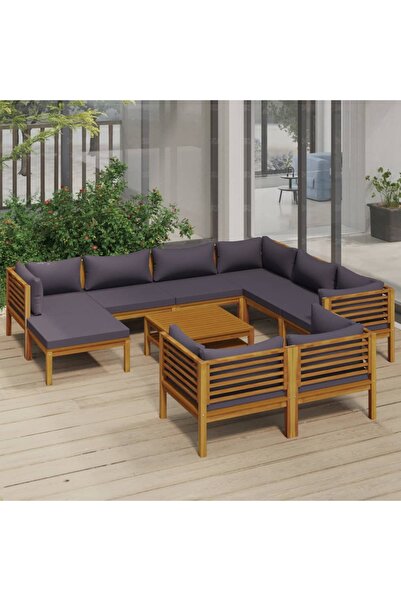 Concept Set mobilier de grădină cu perne, 10 piese, lemn masiv acacia