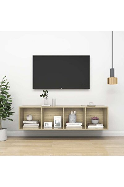 Concept Dulap TV montat pe perete, stejar Sonoma, 37x37x142,5 cm, PAL