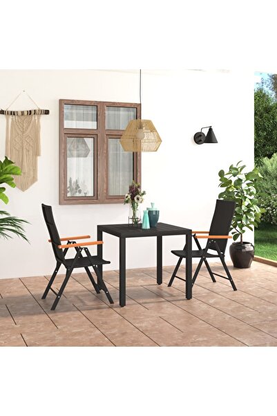 Concept Set mobilier de grădină, 3 piese, negru și maro