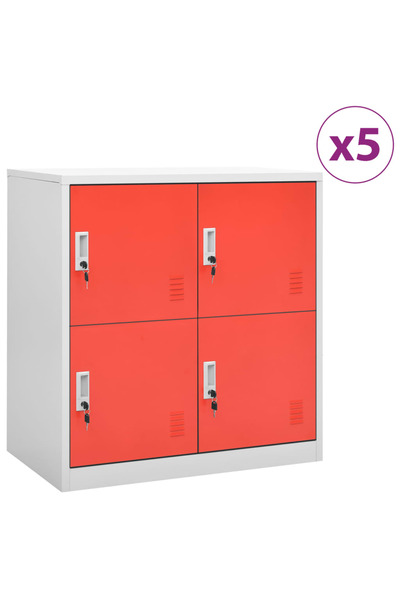 Concept Dulapuri vestiar 5 buc. gri deschis și roșu 90x45x92,5 cm oțel