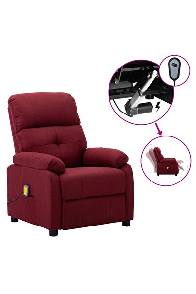 Concept Fotoliu de masaj rabatabil electric, roșu vin, textil