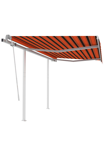 Concept Copertină retractabilă manual, stâlpi portocaliu/maro 3,5x2,5 m