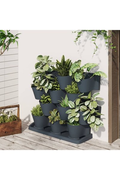 Concept Set ghivece de plante verticale 12 buc. antracit polipropilenă