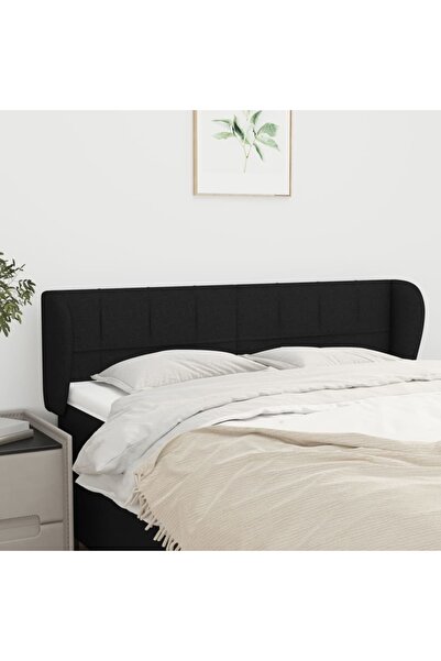 Concept Tăblie de pat cu aripioare negru 147x23x78/88 cm textil