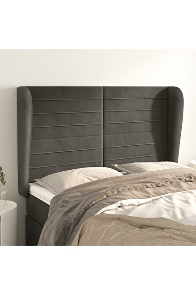 Concept Tăblie de pat cu aripioare gri închis 147x23x118/128 cm catifea