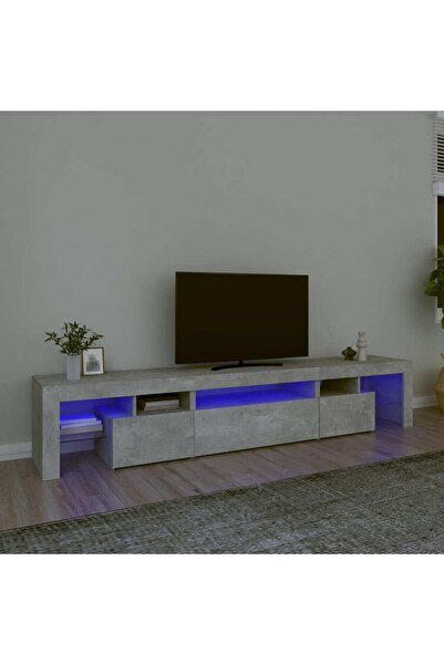 Concept Comodă TV cu lumini LED, gri beton, 215x36,5x40cm