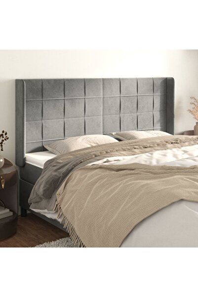 Concept Tăblie de pat cu aripioare gri deschis 183x16x118/128cm catifea