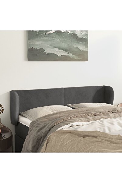 Concept Tăblie de pat cu aripioare gri închis 147x23x78/88 cm catifea