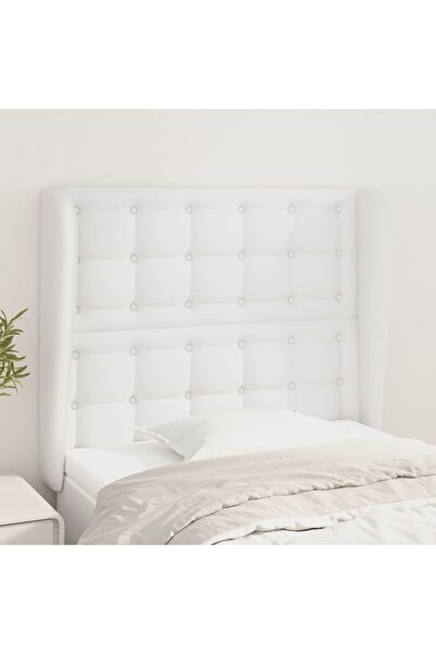 Concept Tăblie de pat cu aripioare, alb, 103x23x118/128 cm, piele