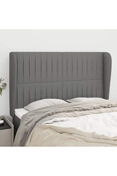 Concept Tăblie de pat cu aripioare gri închis 147x23x118/128 cm textil