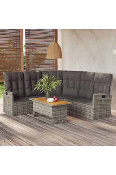 Concept Set mobilier de grădină cu perne, 2 piese, gri, poliratan