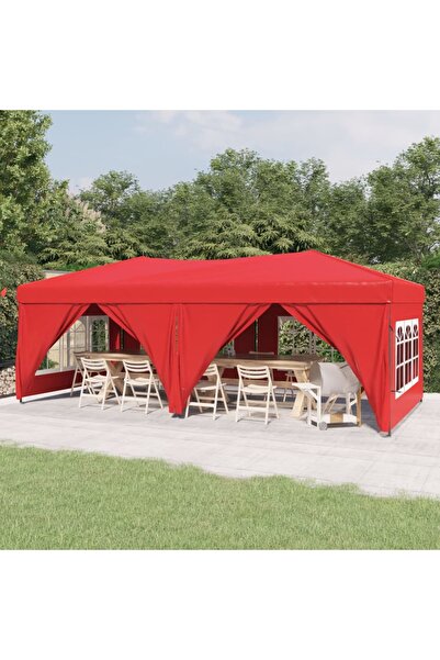 Concept Cort pliabil pentru petrecere, pereți laterali, roșu, 3x6 m