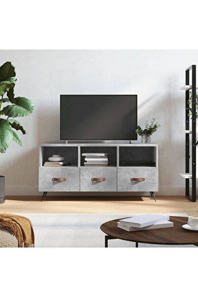 Concept Dulap TV, gri beton, 102x36x50 cm, lemn prelucrat