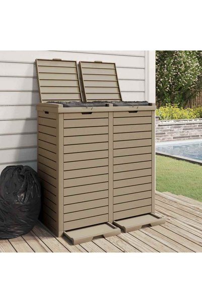 Concept Coș de gunoi de exterior maro deschis 78x41x86 cm polipropilenă