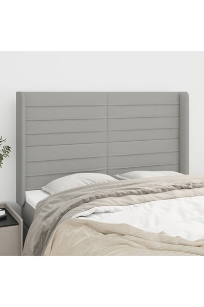 Concept Tăblie de pat cu aripioare gri deschis 147x16x118/128 cm textil