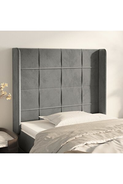 Concept Tăblie de pat cu aripioare gri deschis 103x16x118/128cm catifea