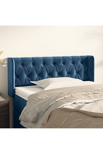 Concept Tăblie pat cu aripioare albastru închis 93x16x78/88 cm catifea