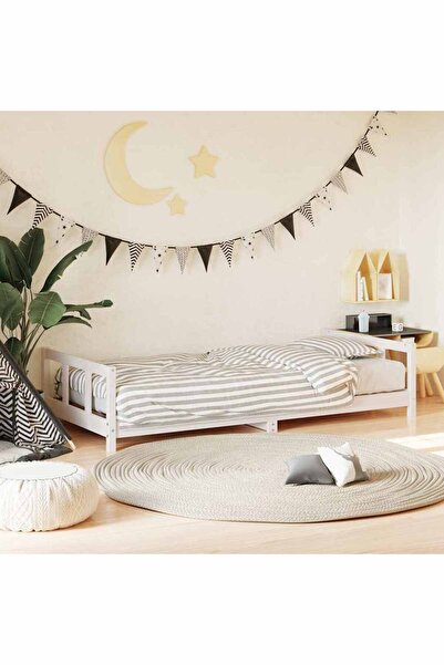 Concept Cadru de pat pentru copii, alb, 90x200 cm, lemn masiv de pin