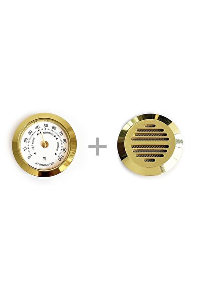 OEM Metal Humidor Higrometresi ve Nemlendirici Haznesi Seti Sarı