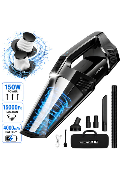 Techone Aspirator de mână fără fir DustJet Pro, negru