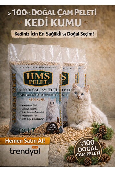 HMS PELET %100 Doğal çam peleti kedi kumu katkısız 3 lü ekonomik paket 10 LT ...