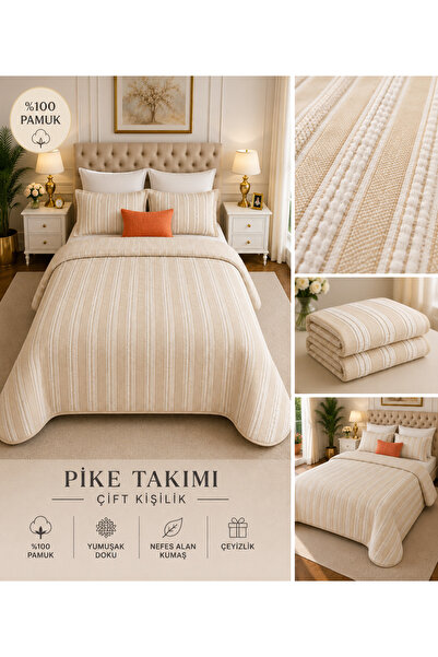 tekstilfabic غطاء سرير مزدوج من نوع بيكيه وغطاء سرير وغطاء رقيق