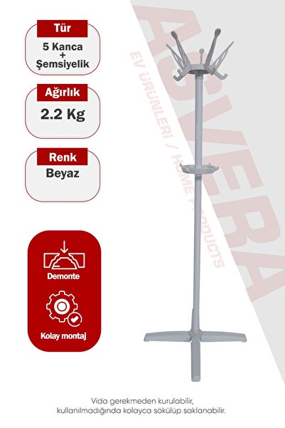 Devecioğlu Harbinger Askılık Portmanto Beyaz Siyah