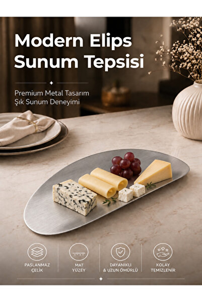 Vienev Modern Ellipse Metal Presentation Tray