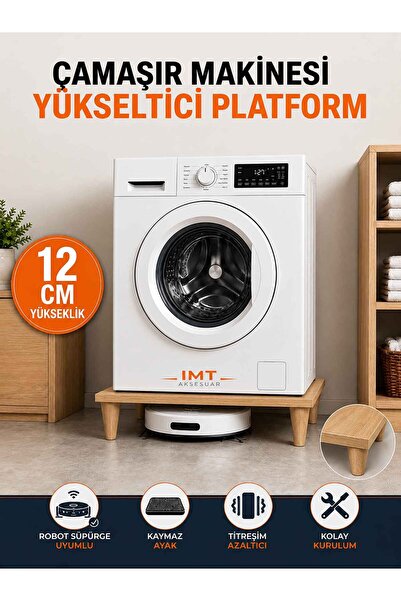 İMT AKSESUAR Çamaşır Makinesi Yükseltici 60x60 cm 12 cm Platform Robot Süpürg...