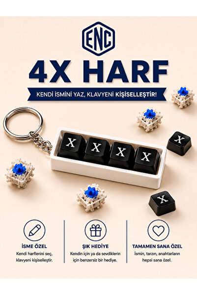 Kişiye Özel Mekanik Klavye Tuşlu Anahtarlık – İsim Yazılı Switch Clicker Anahtarlık