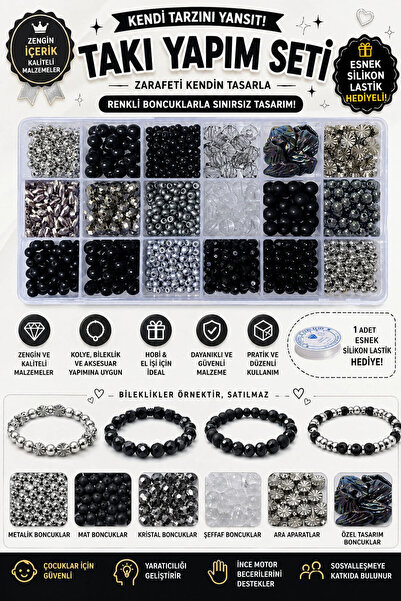 By MO Accessories Set de hobby pentru realizarea de bijuterii cu mărgele de p...